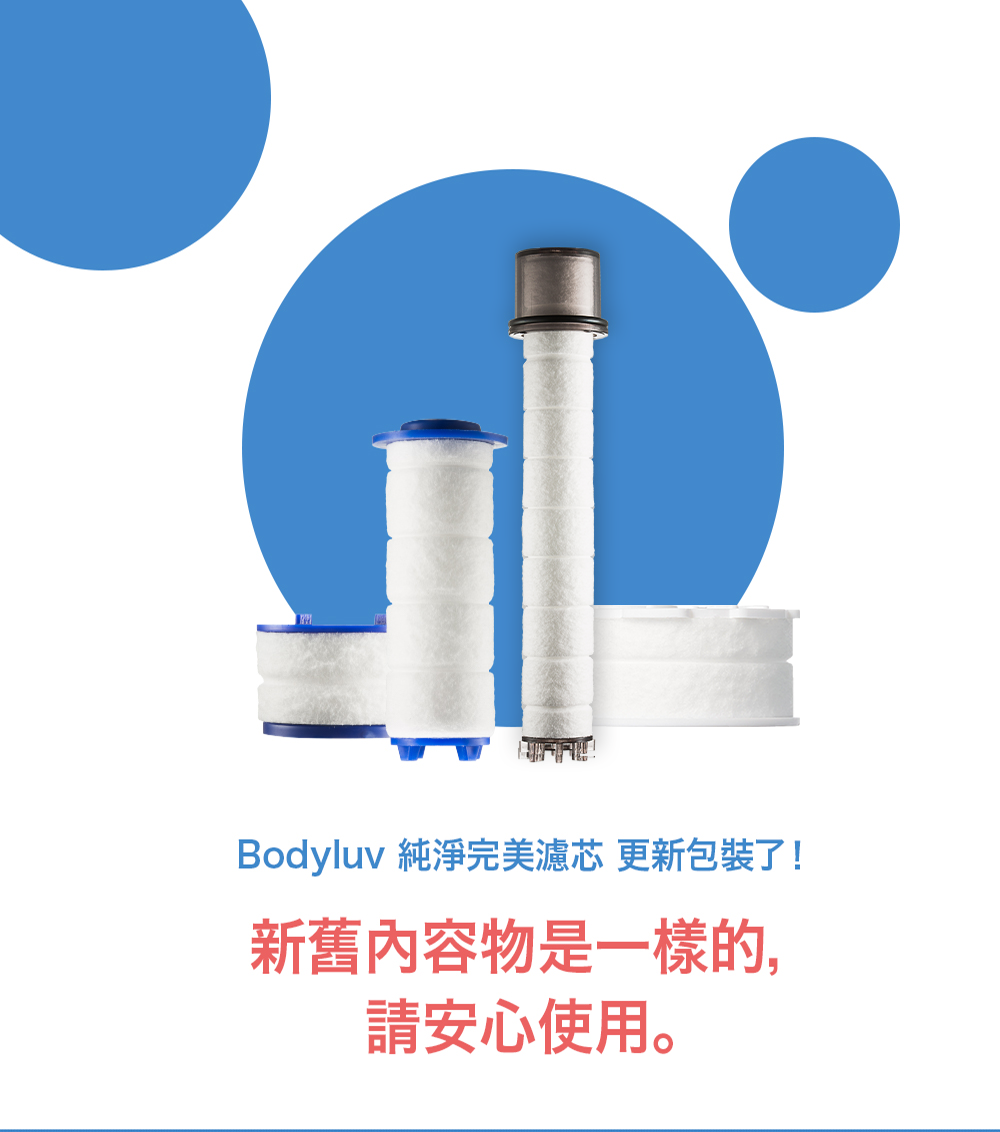 Bodyluv 純淨完美濾芯 更新包裝了!新舊內容物是一樣的,請安心使用。